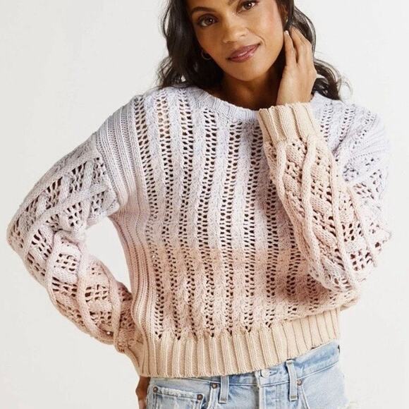 JOHN + JENN WOMEN'S PINK & PURPLE OMBRÉ KNIT SWEATER SIZE SMALL - Picture 1 of 8